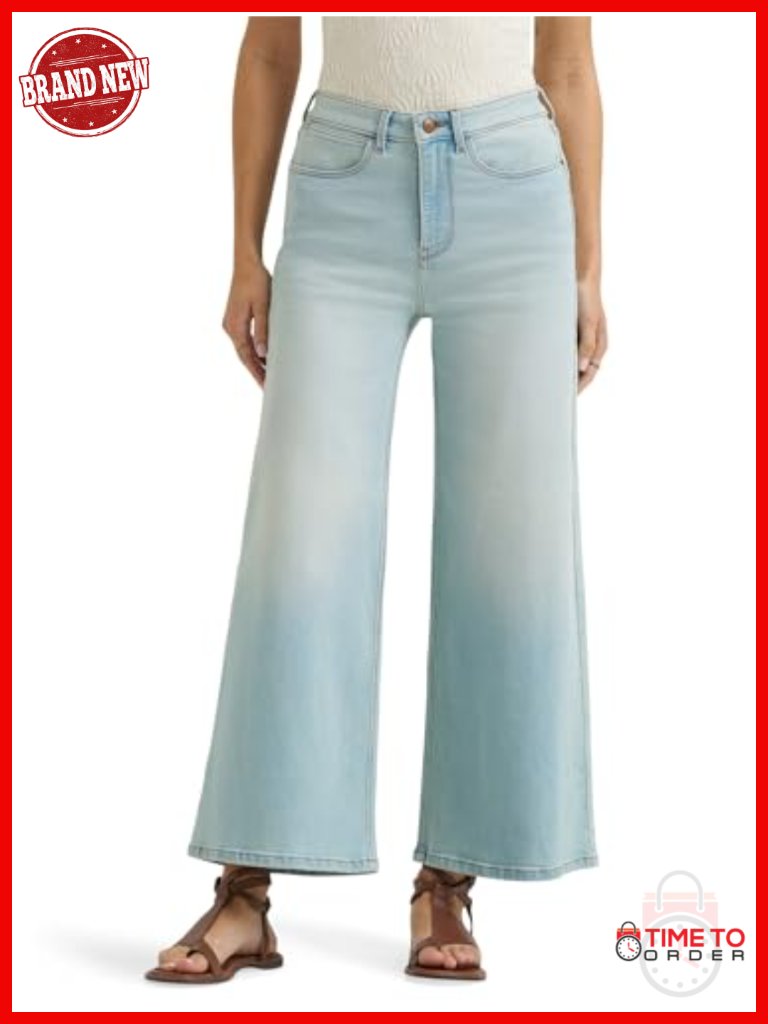 High Rise Wide Leg A-Line Crop Jean With Stretch